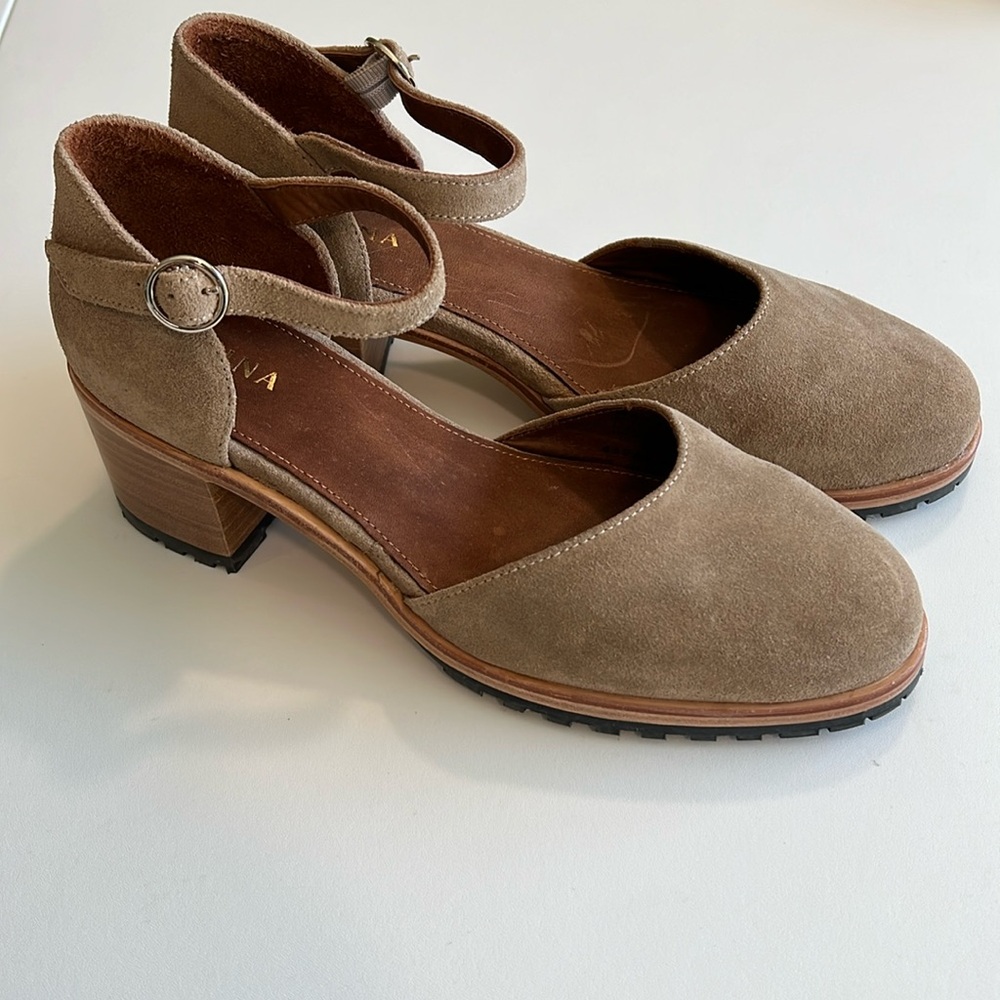 Patina - leather heeled Mary Jane’s, clogs, suede - Picture 1 of 14